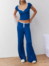 Carregar imagem no visualizador da galeria, Spliced Languid Style Wide-Leg Pants Loungewear Set