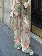 Charger l&#39;image dans la galerie, Unique Floral Loose Printed Stretch Waist Wide Leg Pants