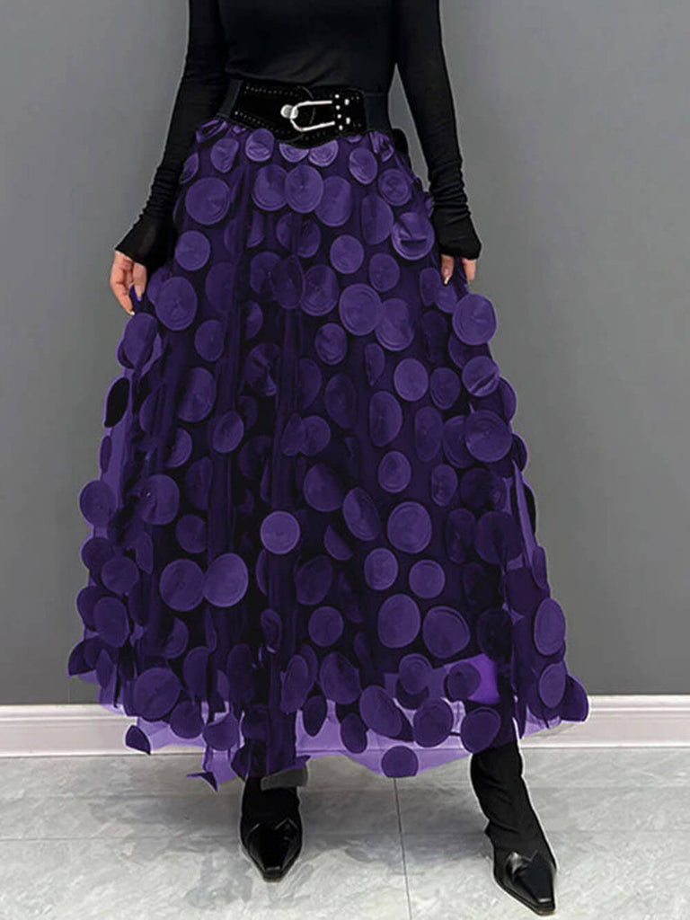 Elegant Dot Patchwork Tulle Skirt