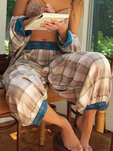 Load image into Gallery viewer, Loose Plaid Buttoned Pajama Set