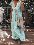 Bohemian Floral Print Loose Resort Maxi Dress