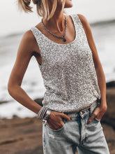 Load image into Gallery viewer, Sequined Luxury Resort Casual Tank Top