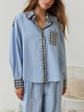 Load image into Gallery viewer, Sky Blue Loose Splice Pajama Set