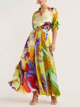 Carregar imagem no visualizador da galeria, Modern Printed Satin Blouse and Skirt Set