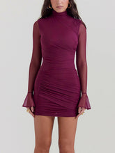 Load image into Gallery viewer, Mulberry Gathered Mini Dress