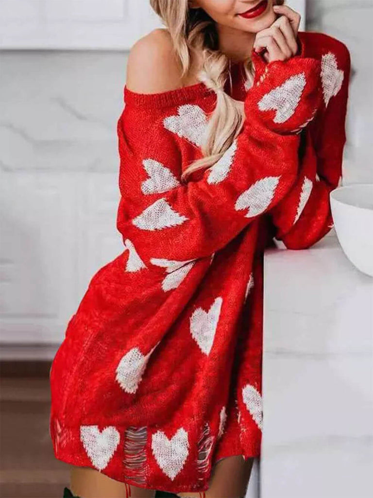 Robe pull à cœur ajouré