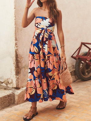 Strapless Printed Maxi Dress