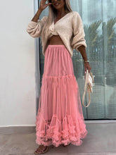 Carregar imagem no visualizador da galeria, Elegant Tulle Stretch Waist Paneled Pleated Maxi Skirt