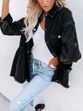 Carica l&#39;immagine nel visualizzatore di Gallery, Distressed Denim Button Down Shirt Jacket