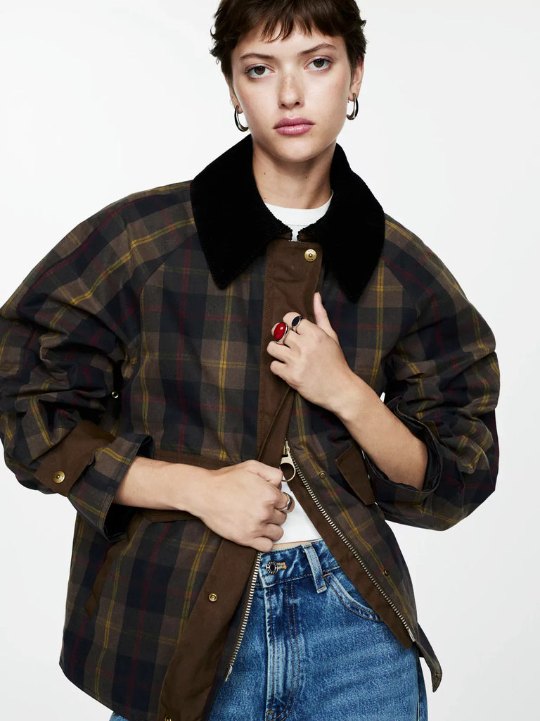 Plaid Straight-Cut Women's Jacket