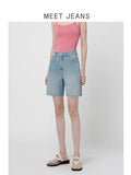High-Waist Stretch Denim Shorts
