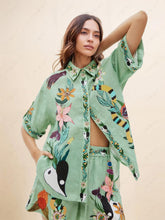 Görseli Galeri görüntüleyiciye yükleyin, Unique Ethnic Print Loose Shirt And Shorts Two-Piece Set