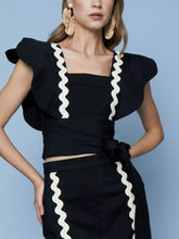 Indlæs billede til gallerivisning Elegant Contrast High Waist Open Front Skirt