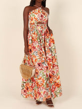 Load image into Gallery viewer, Summer Time Floral Print Backless Halterneck Maxi Dress