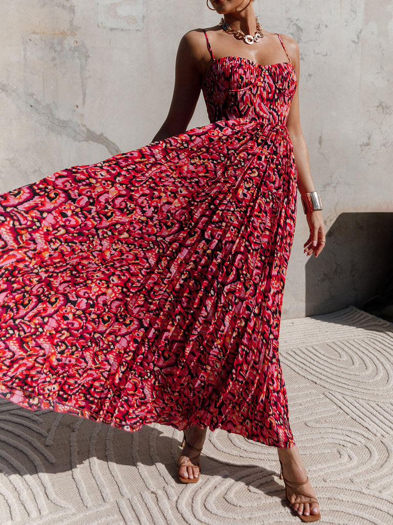 Fashionable Summer Sunshine Pleated Maxi Dress