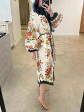 画像をギャラリービューアに読み込む, Stylish Printed Cardigan Single Breasted Shirt Midi Dress