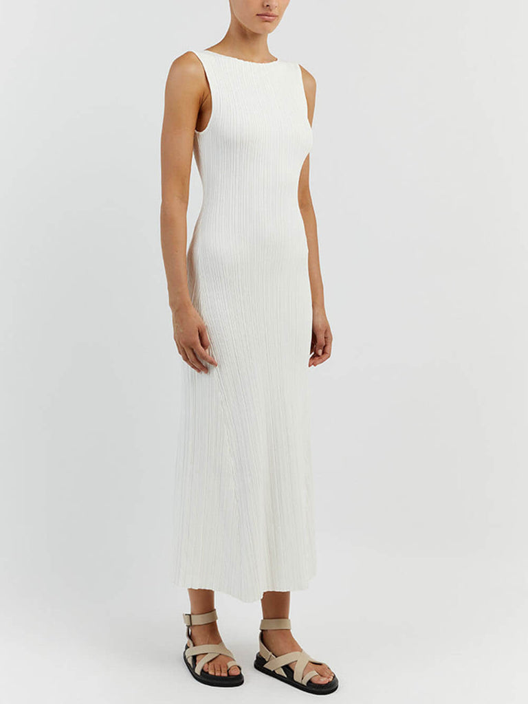 Off-White Sleeveless Midi Dress