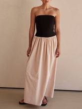 画像をギャラリービューアに読み込む, Strapless Black And Sand Paneled Maxi Dress