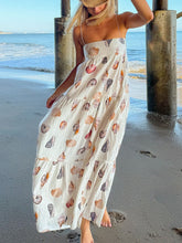 Load image into Gallery viewer, Unique Shell Conch Print Pleated Pockets Lightweight Maxi Dress