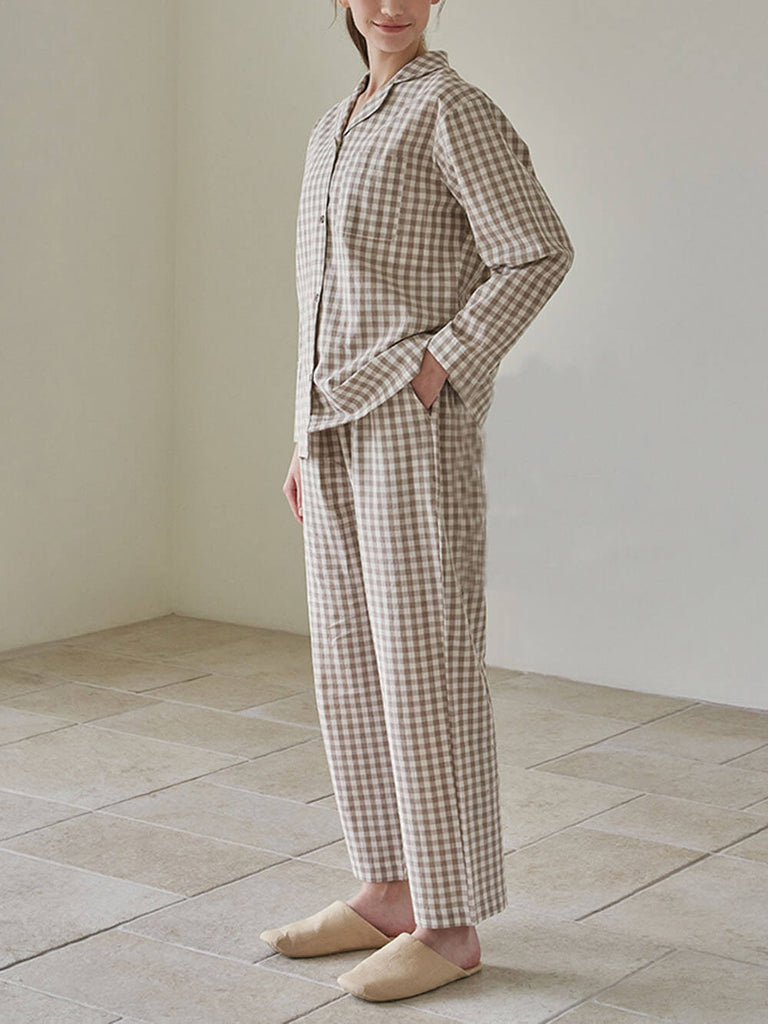 Plaid Print Loose Pajama Set