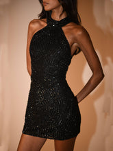 Carica l&#39;immagine nel visualizzatore di Gallery, Halter Sequin Mini Dress