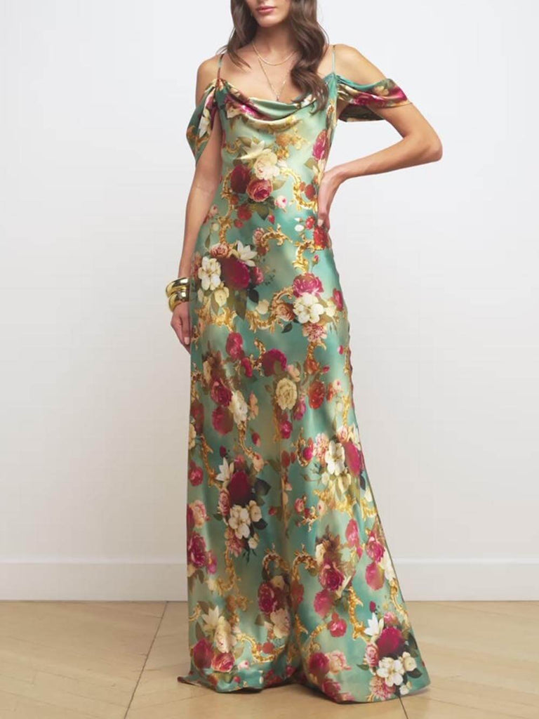 Radiant Off-The-Shoulder Printed Maxi Dress