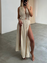 Load image into Gallery viewer, Boho Braids Belt Cutout Slit Kaftan Maxi Dress