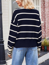 Load image into Gallery viewer, Patchwork Striped Lapel Sweater