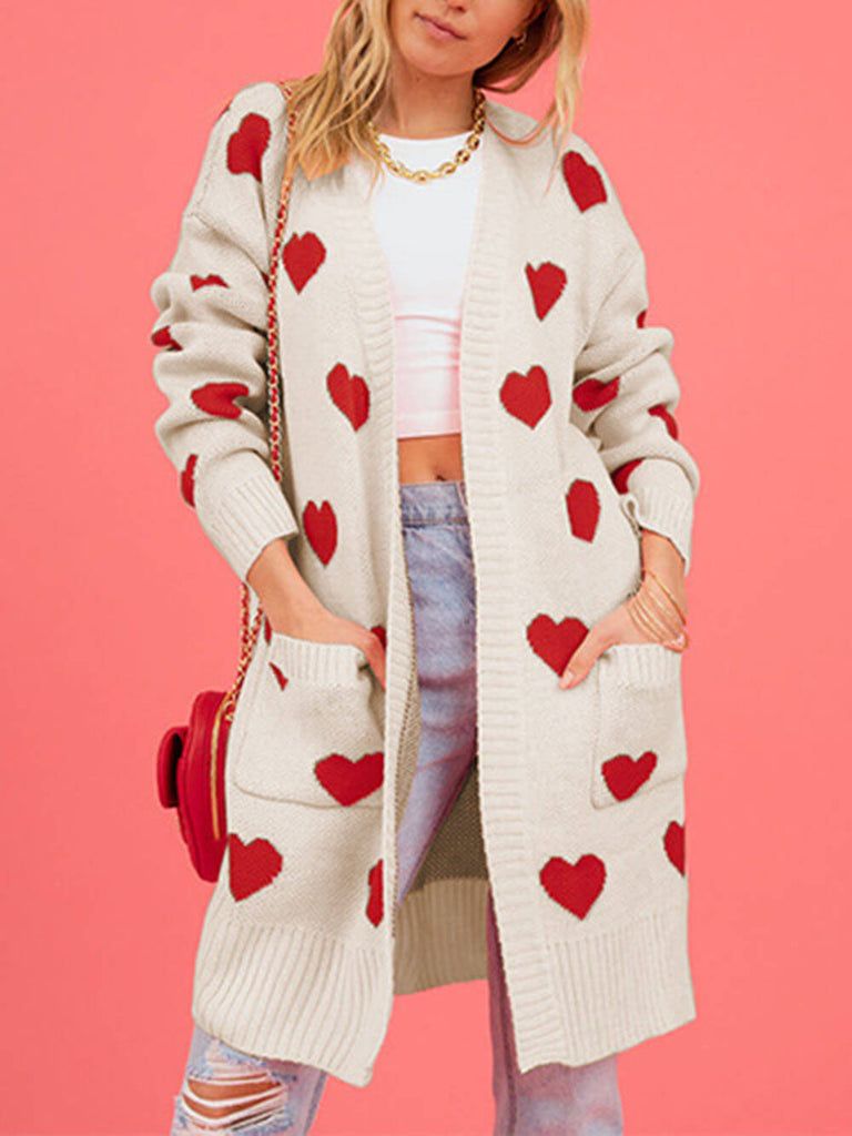 Cardigan tricoté en forme de cœur pour la Saint-Valentin