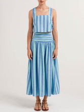 Load image into Gallery viewer, Lace-up Tank and Ruched Waist Midi Skirt Set