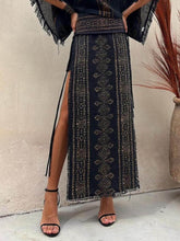 Load image into Gallery viewer, Ethnic Print Patchwork Side Lace-Up Maxi Skirt-Set