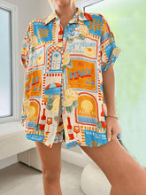 Lataa kuva Galleria-katseluun, Sun Lounger Loose Printed Shirt Shorts Set