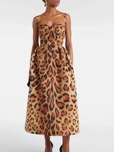 Load image into Gallery viewer, Animal-Print Bustier Midi Dress