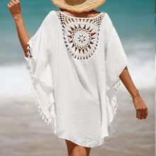 Load image into Gallery viewer, Hand Crochet Loose Fringe Sunflower Beach Blouse Cover Up