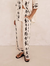 Load image into Gallery viewer, Black Printed Cream Wide Leg Pants-Set