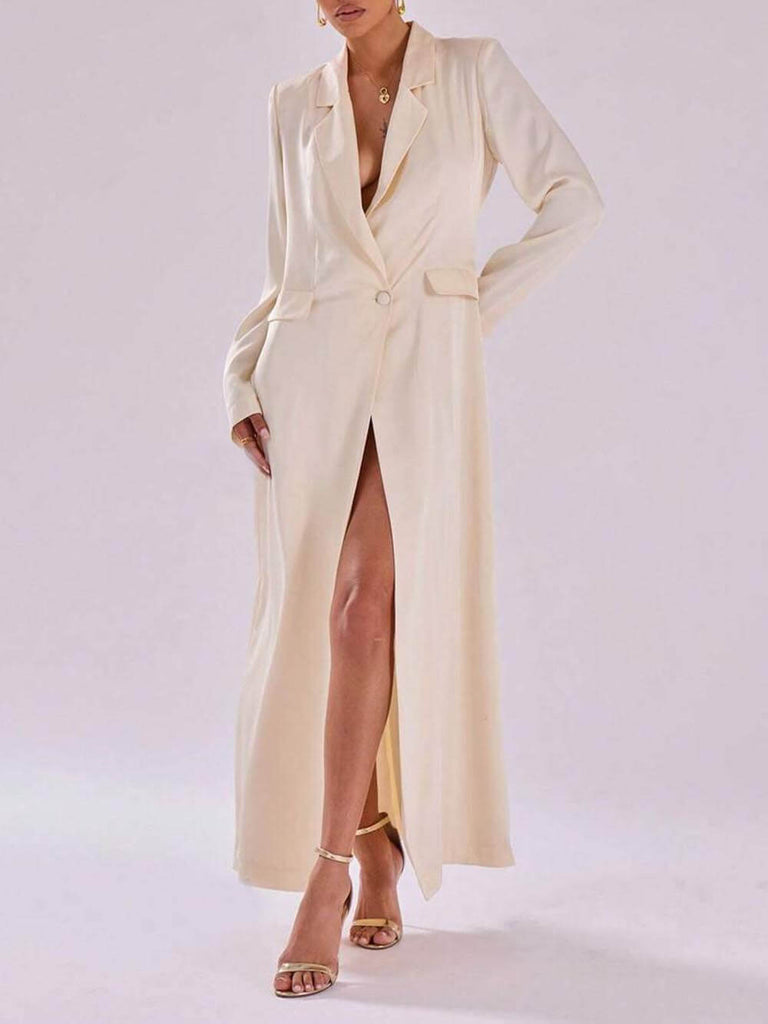 Exquisite Back Hem Slit Oversize Long Line Maxi Blazer Dress