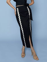 Indlæs billede til gallerivisning Elegant Contrast High Waist Open Front Skirt