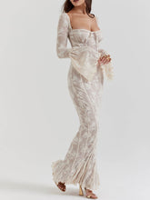 Carica l&#39;immagine nel visualizzatore di Gallery, Vintage Cream Lace Maxi Dress