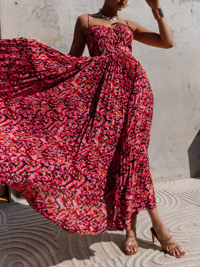 Fashionable Summer Sunshine Pleated Maxi Dress