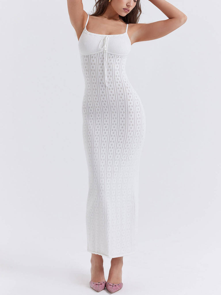 Robe longue en tricot blanc