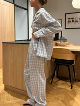 画像をギャラリービューアに読み込む, Yellow And Blue Plaid Loose Patchwork Pajama Set