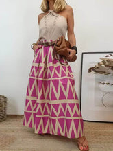 Görseli Galeri görüntüleyiciye yükleyin, Triangle Printed Back Waist Elasticated Pocket Maxi Skirt