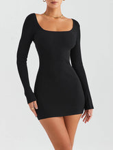 Load image into Gallery viewer, Black Ribbed Knit Mini Dress