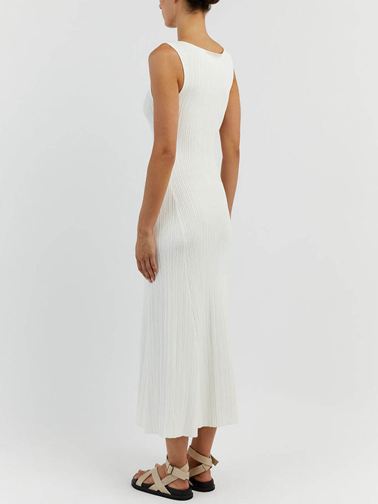 Robe mi-longue sans manches blanc cassé