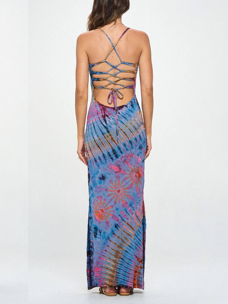 Robe longue en élasthanne tie-dye Vacay-Mode