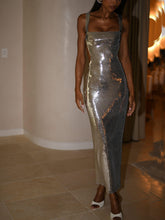 Load image into Gallery viewer, Sequin Cut Out Maxi Dress