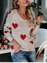 Carregar imagem no visualizador da galeria, Loose Love Valentine&#39;s Day V-Neck Sweater