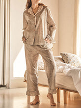 Load image into Gallery viewer, Rose ruffle patchwork loose pajama set