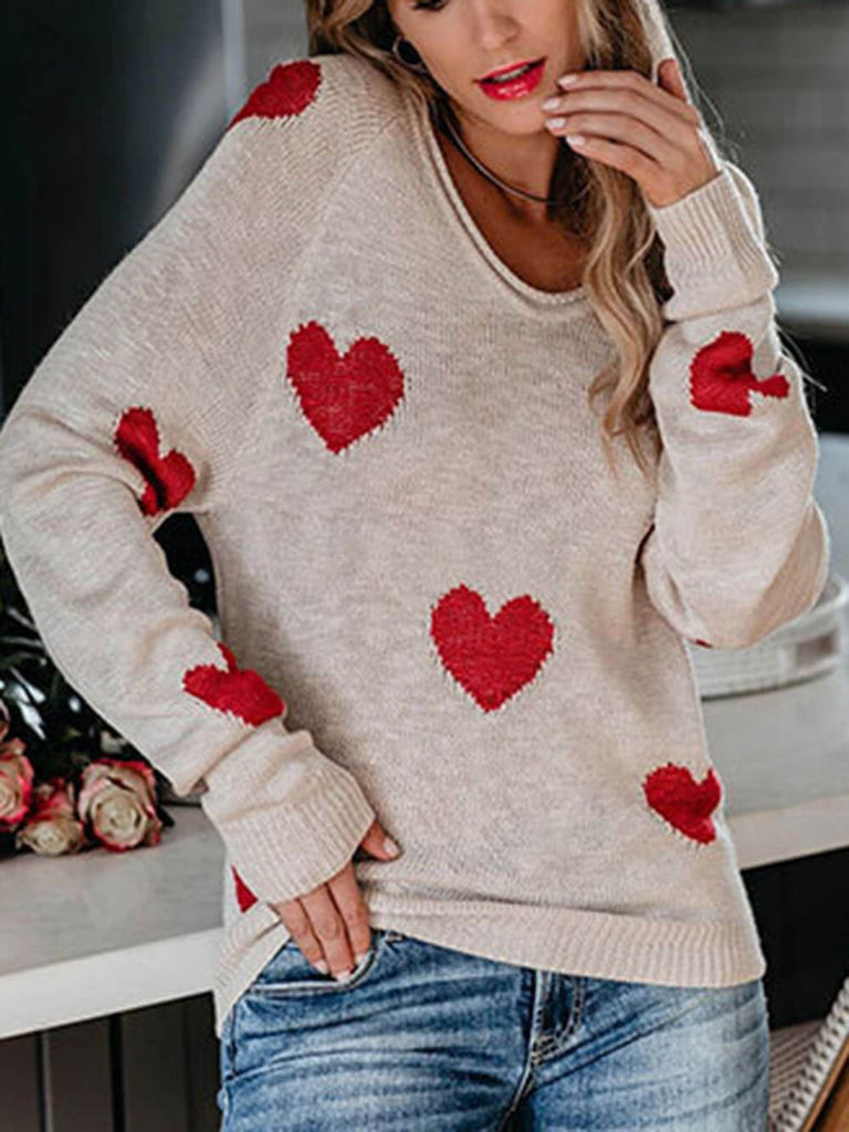 Loose Love Valentine's Day V-Neck Sweater