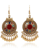 Load image into Gallery viewer, Retro Ethnic Style Disc Ball Tassel Earrings